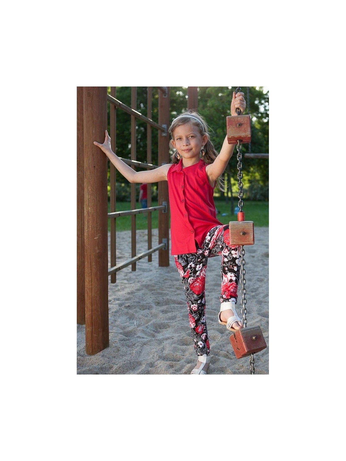 Girls\' black floral pants DZ6012 - Online store - Boutique